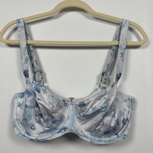 Victoria Secret Swim Bikini Top 36DDD Wicked Blue Floral Toile Underwire Coastal